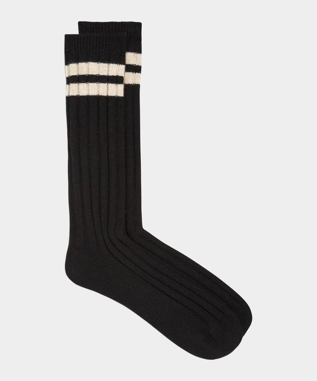 Cashmere Striped Socks in Black Product Image