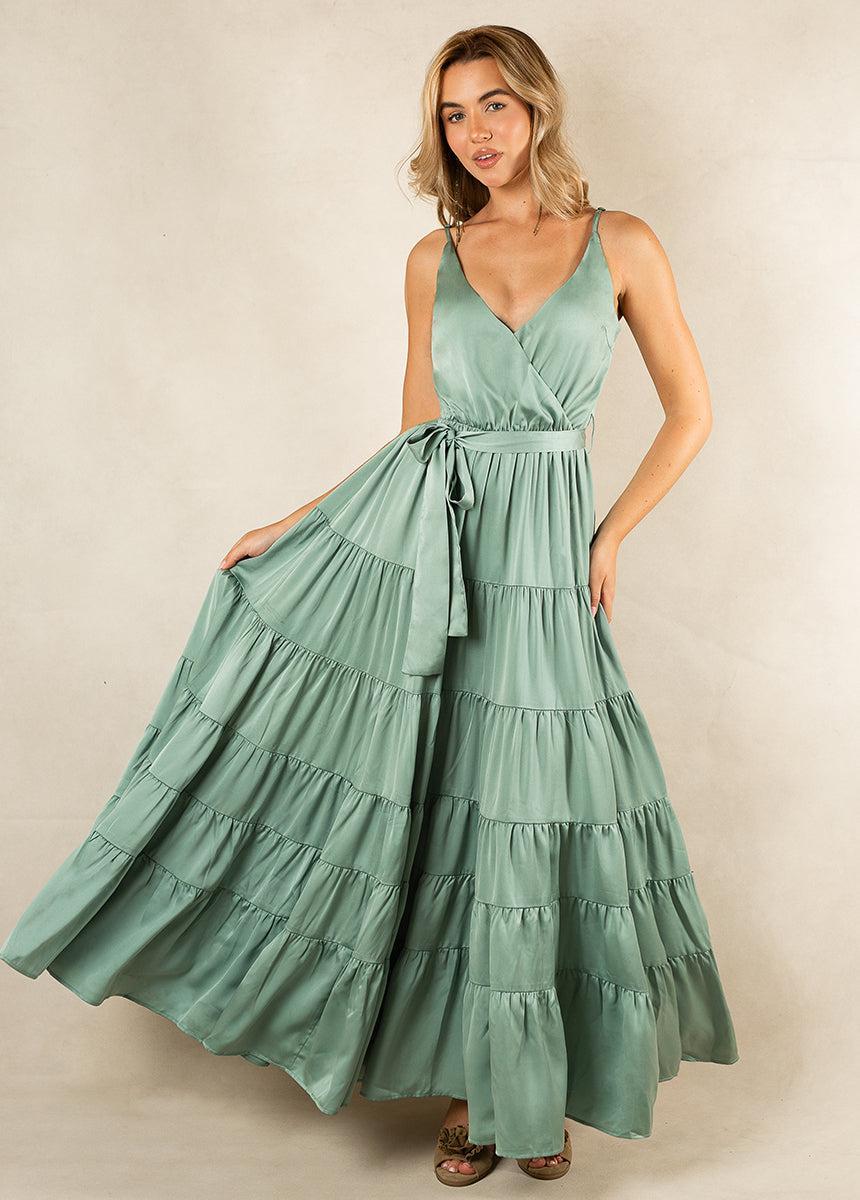 Zayla Bridesmaid Dress in Seaglass Product Image