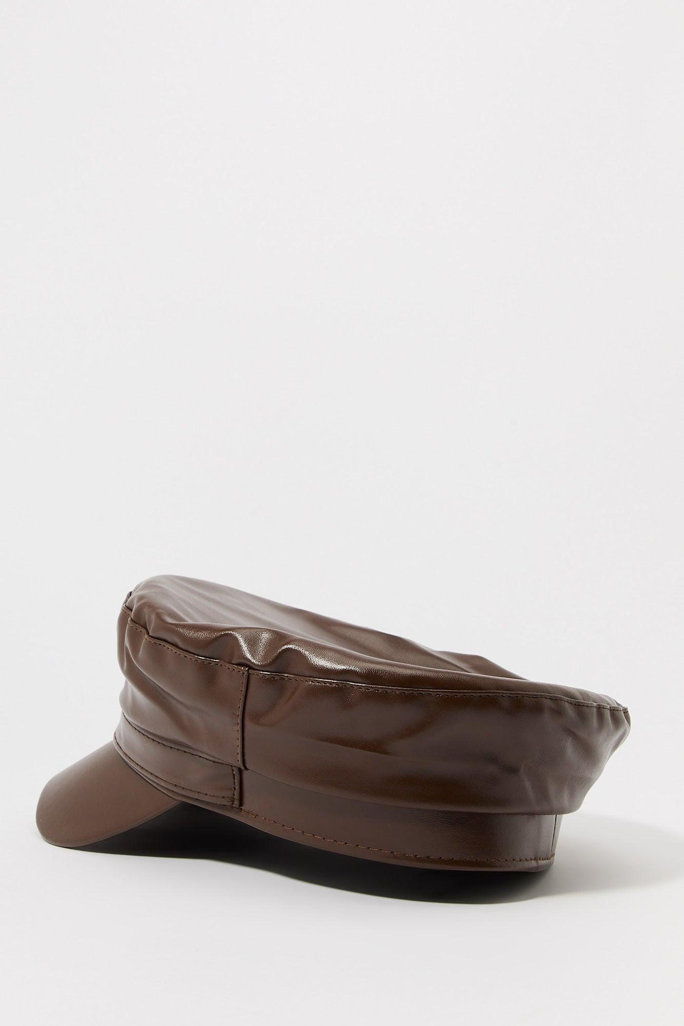 Faux-Leather Cabbie Hat Female Product Image