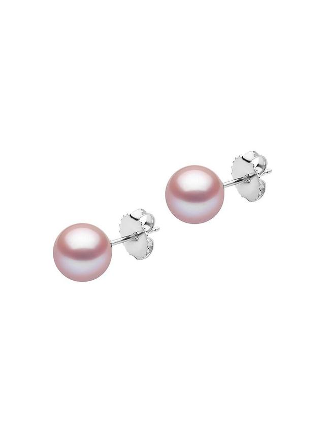 Womens 14K White Gold & 8-9MM Pink Freshwater Pearl Stud Earrings Product Image