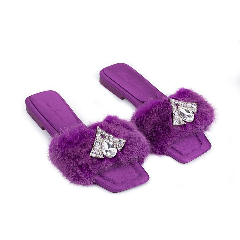 Chantal Fur Sandals (Purple) (Final Sale) Product Image