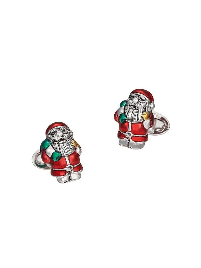 Mens Santa Claus Sterling Silver & Enamel Cufflinks Product Image