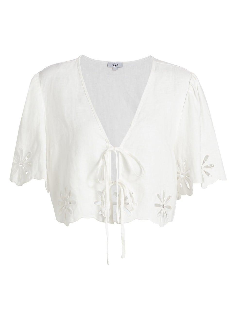 Rails Pari Eyelet Tie Front Linen Crop Top Product Image