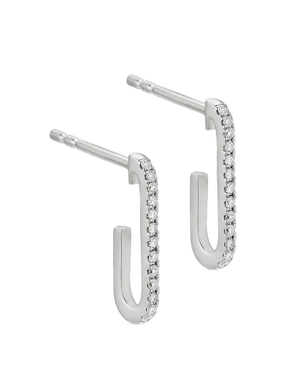 Womens 14K White Gold Venice Link Diamond Studs Product Image