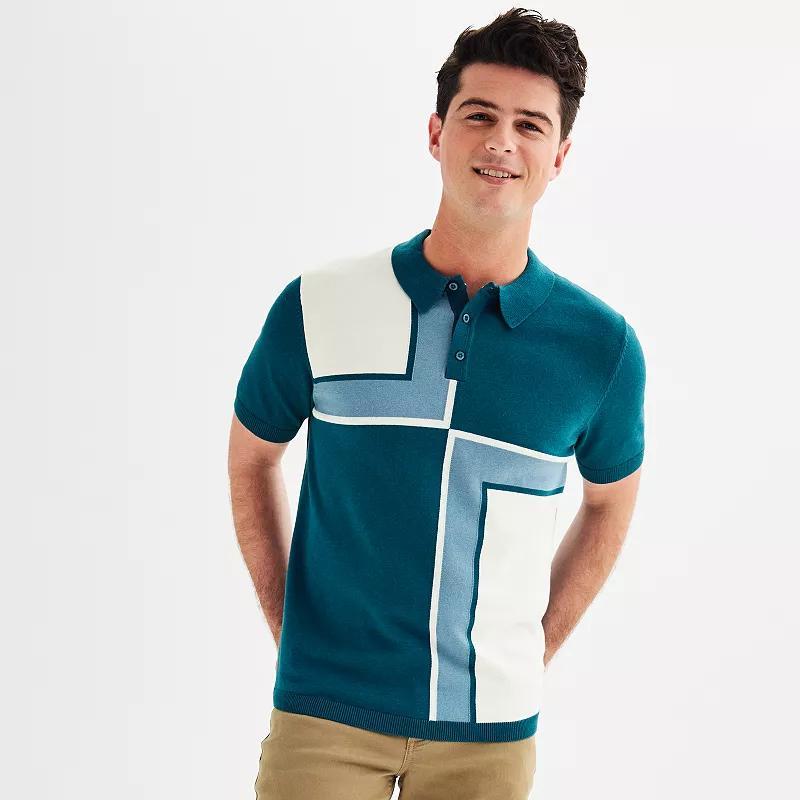 Mens Apt. 9 Color Block Sweater Polo Blue Product Image