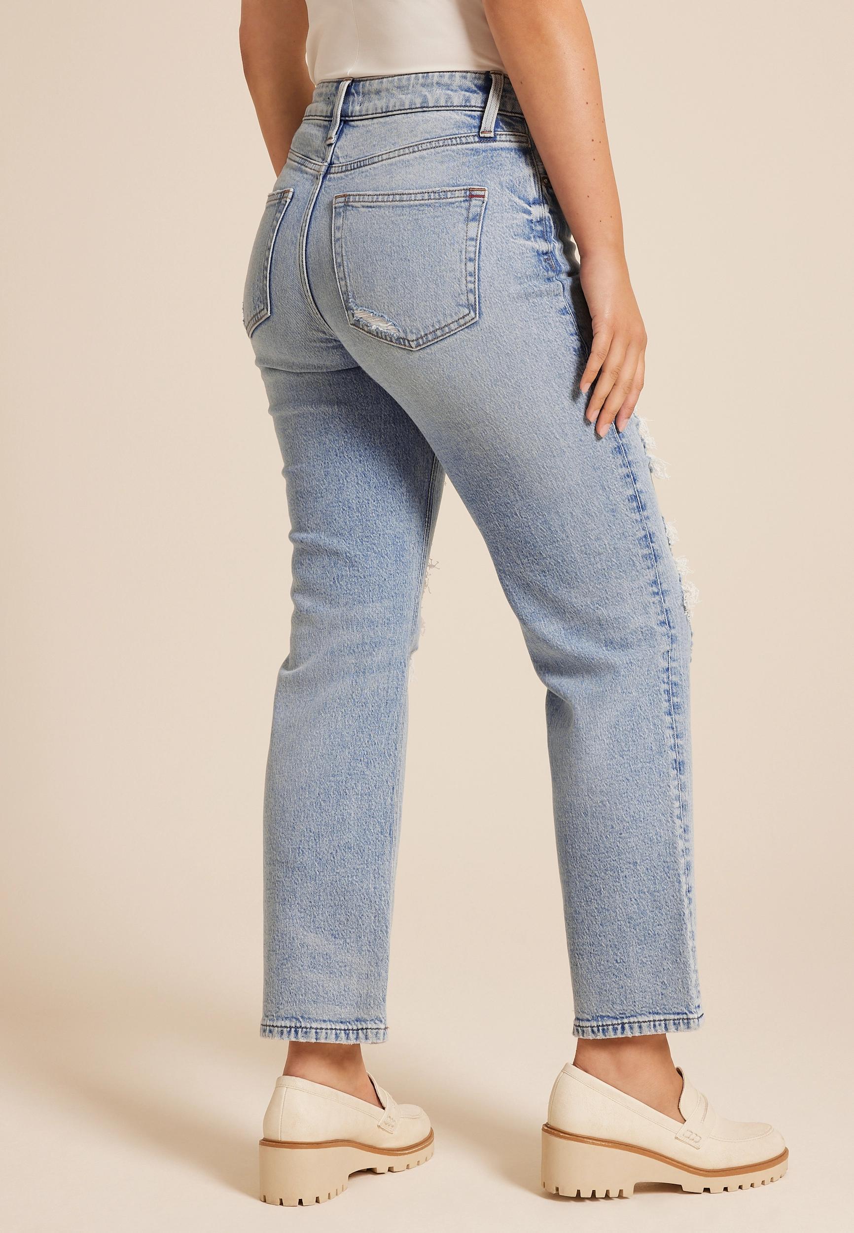 edgely™ High Rise Ripped Relaxed Straight Ankle Jean Product Image