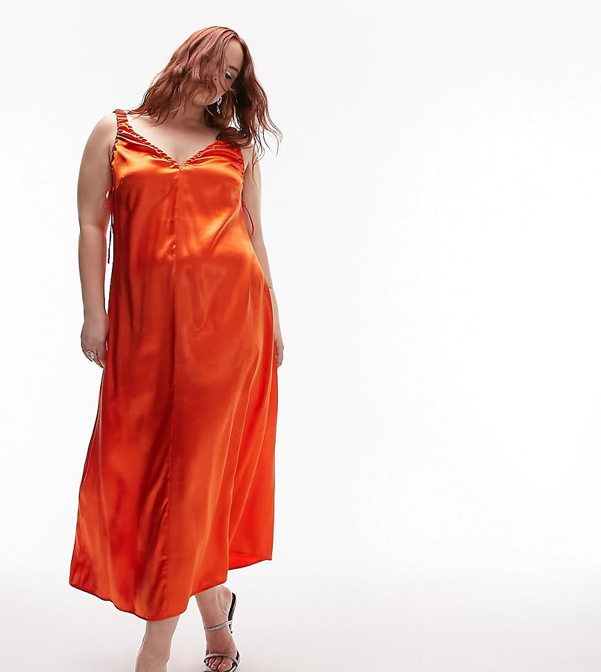 Topshop Curve ruched satin slip dress Product Image