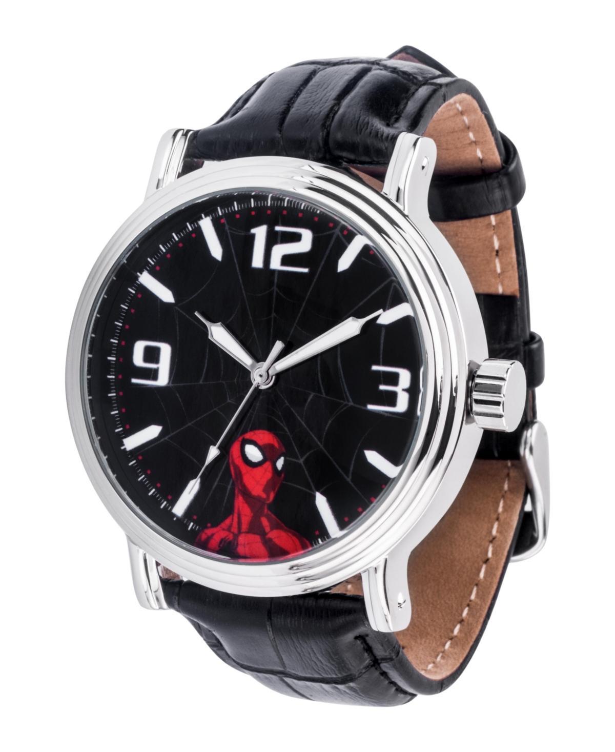 Mens Marvel Spider-Man Vintage-Style Watch Black Product Image