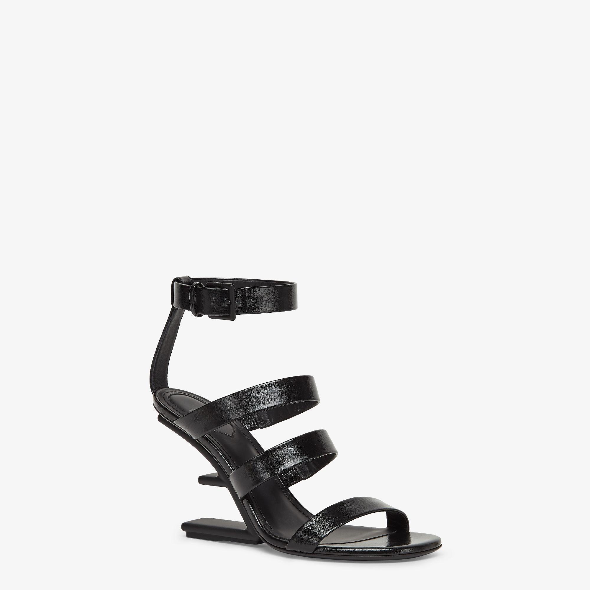 Fendi FirstBlack leather high-heeled sandals Product Image