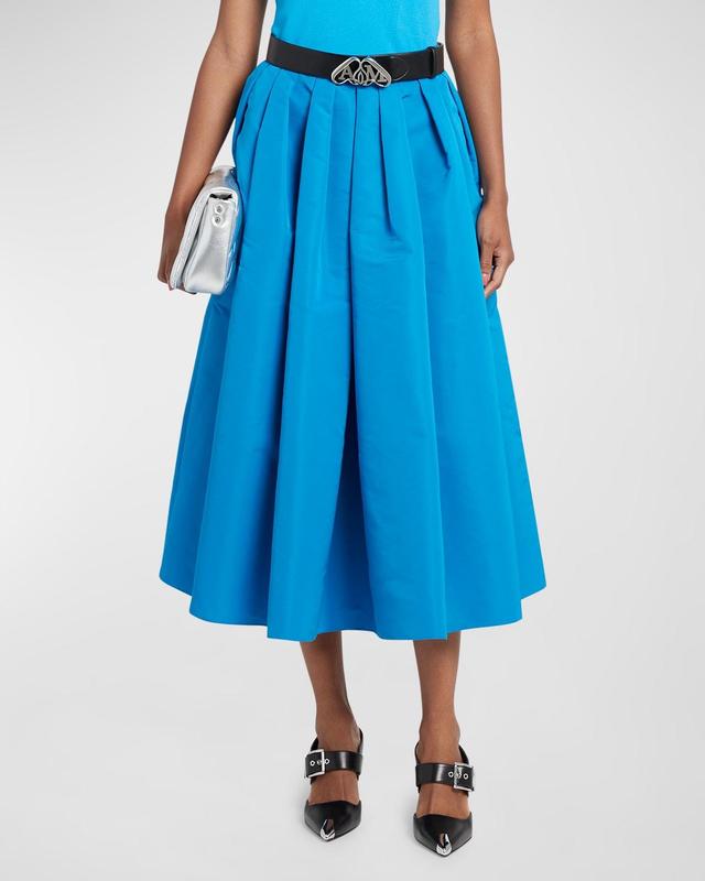 Womens Pleated Flare Midi-Skirt Product Image