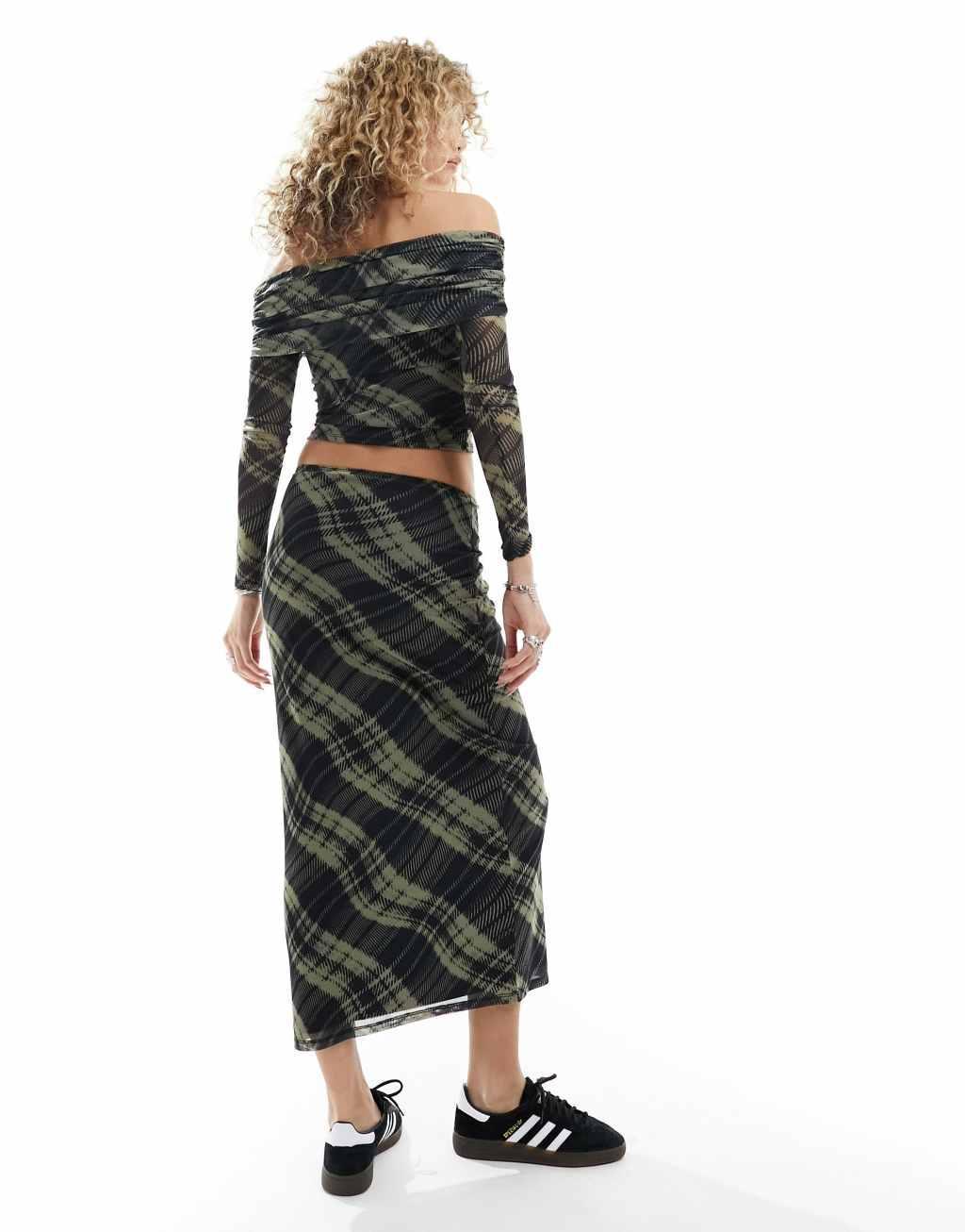 Reclaimed Vintage slip skirt in mesh check Product Image