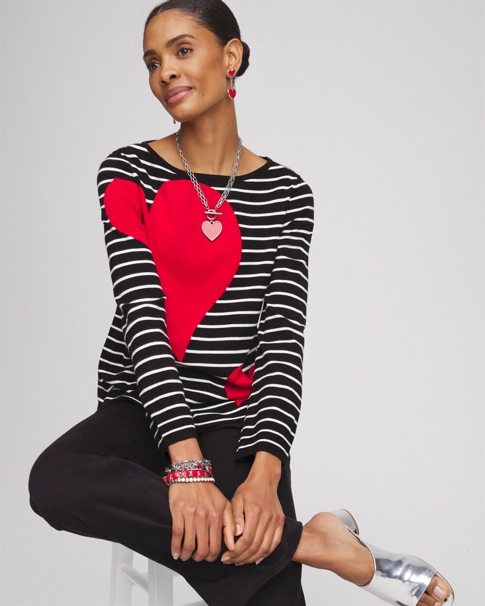 Valentine's Day Striped Pullover Sweater Product Image