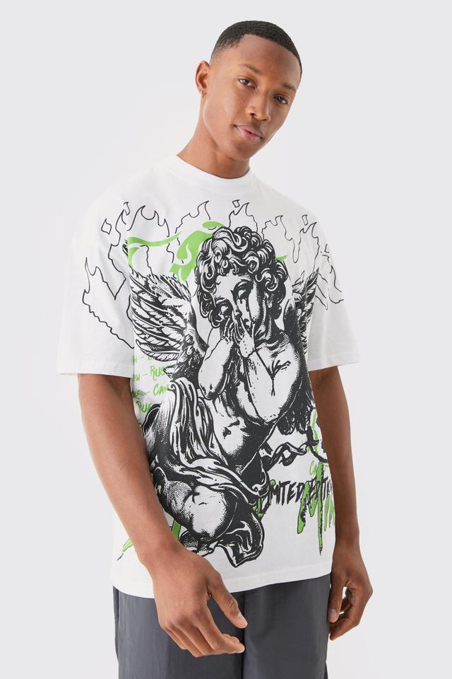 Oversized Large Scale Graffiti Renaissance Print T-shirt | boohooMAN USA Product Image