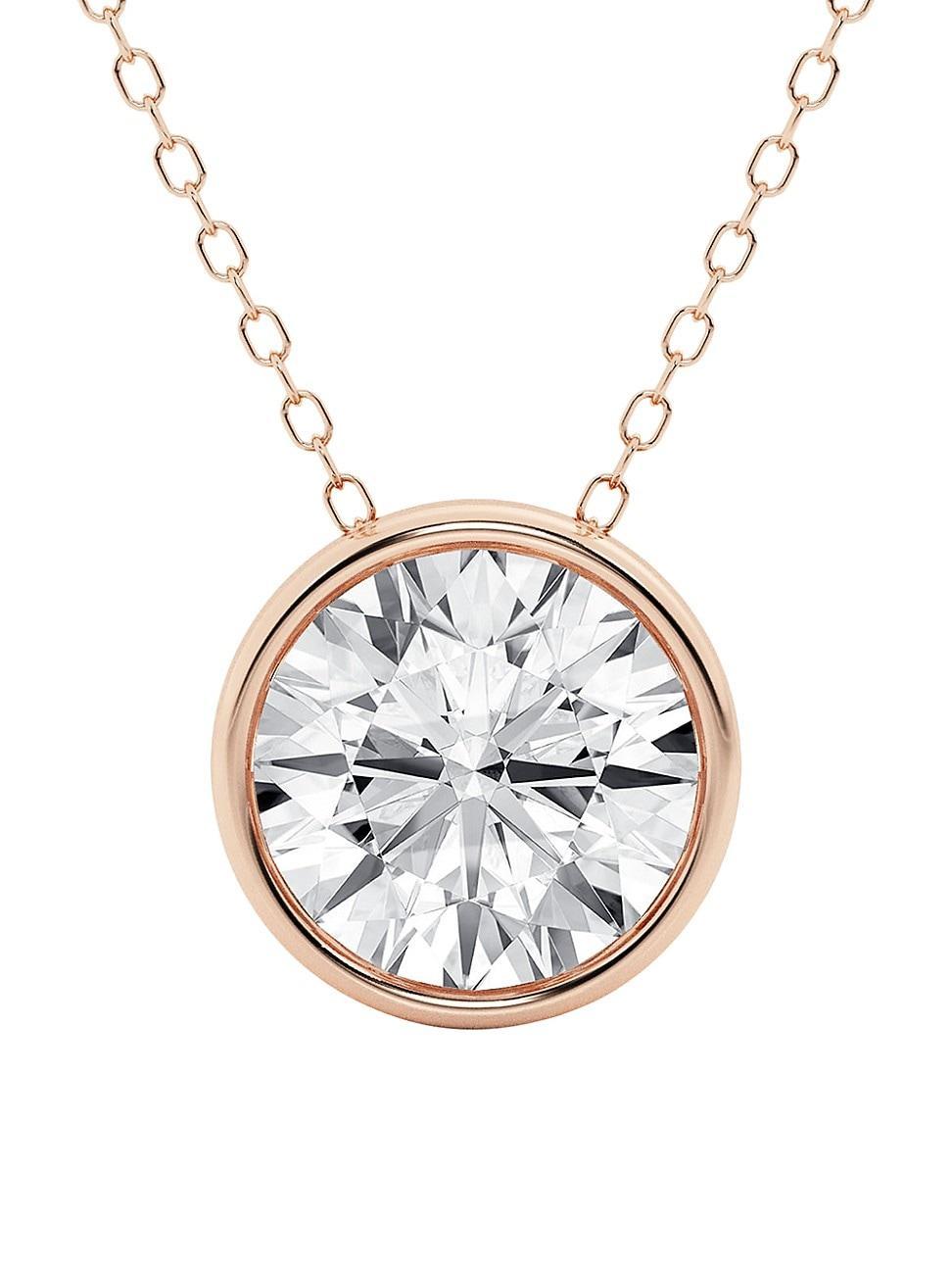 Womens 14K Gold & Round Lab-Grown Diamond Solitaire Pendant Necklace Product Image