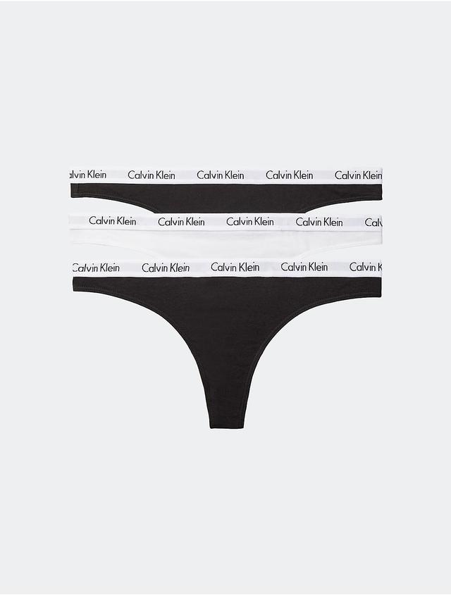 Calvin Klein Womens Carousel Logo Cotton 3-Pack Thong - Multi - XS Product Image