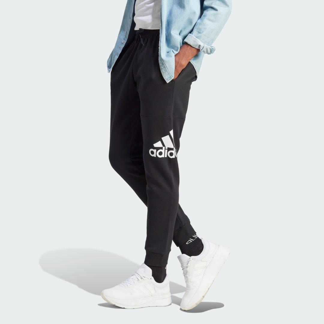 adidas Essentials Fleece Tapered Cuff Big Logo Pants Black 2XL Mens Product Image