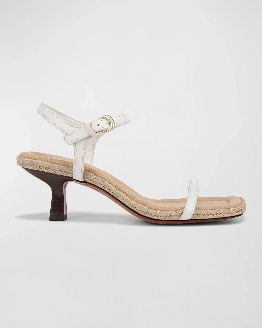 Coco Leather Kitten-heel Espadrille Sandals In Milk Product Image