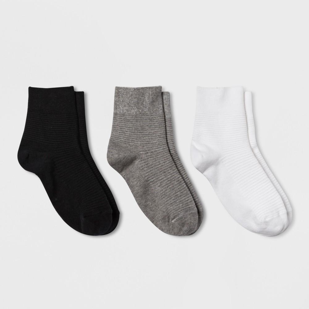 Womens Garter 3pk Stitch Ankle Socks - Universal Thread Black/Gray/White 4-10 Product Image