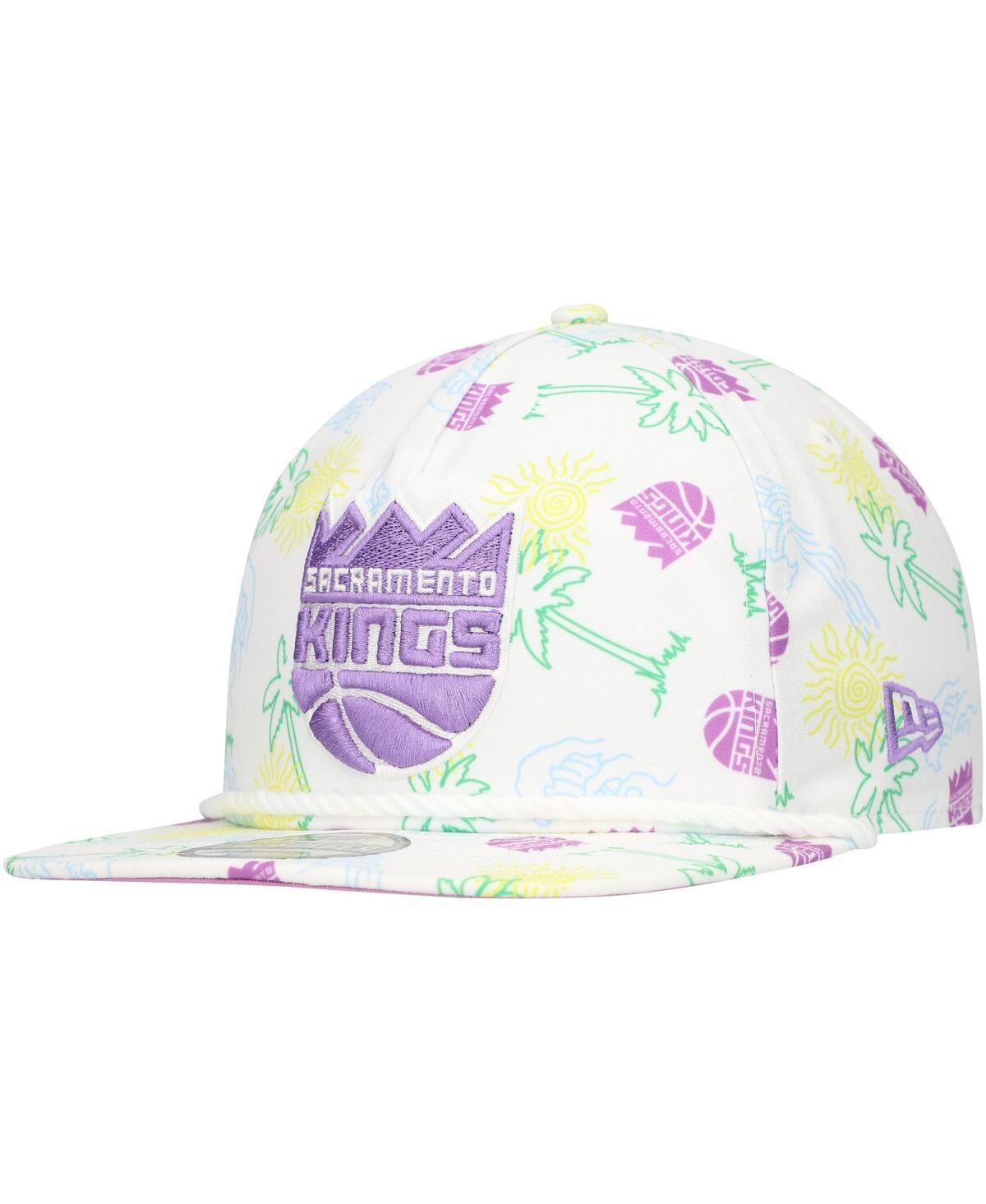 Mens New Era White Sacramento Kings Palm Trees and Waves Golfer Adjustable Hat Product Image