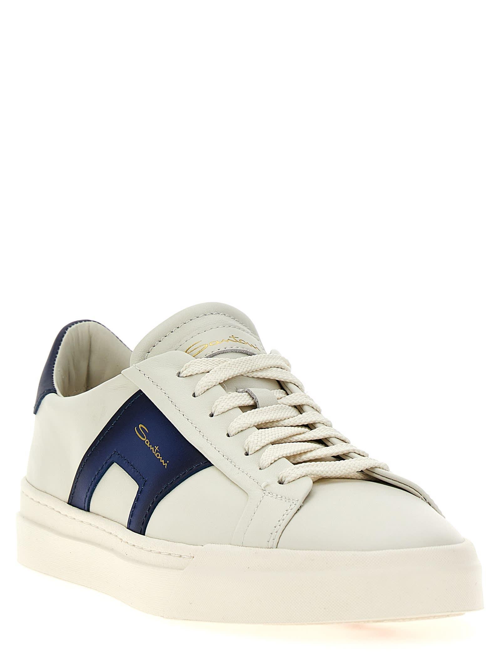 SANTONI Double Buckle Sneakers In White Product Image