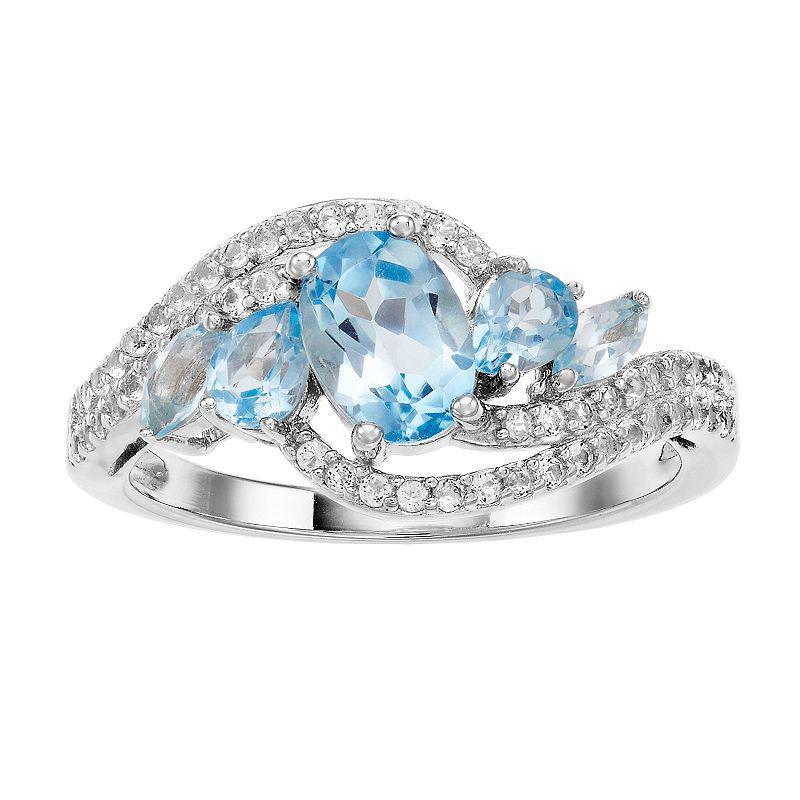 Gemminded Sterling Silver 4-Stone Genuine Blue Topaz Ring, Womens Product Image