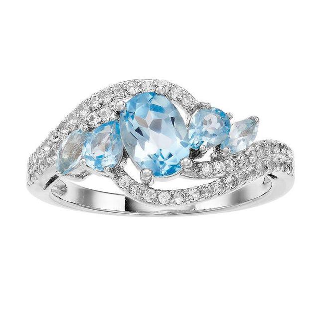 Gemminded Sterling Silver 4-Stone Genuine Blue Topaz Ring, Womens Product Image