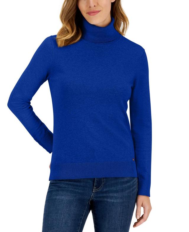 Tommy Hilfiger Womens Button-Cuff Turtleneck Sweater Product Image