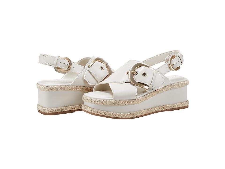 Leather Crisscross Buckle Wedge Sandals Product Image