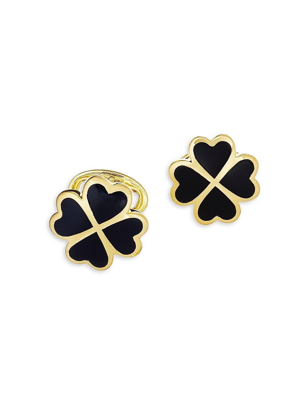 Mens 18K Gold Vermeil & Onyx Clover Cufflinks - Onyx Product Image