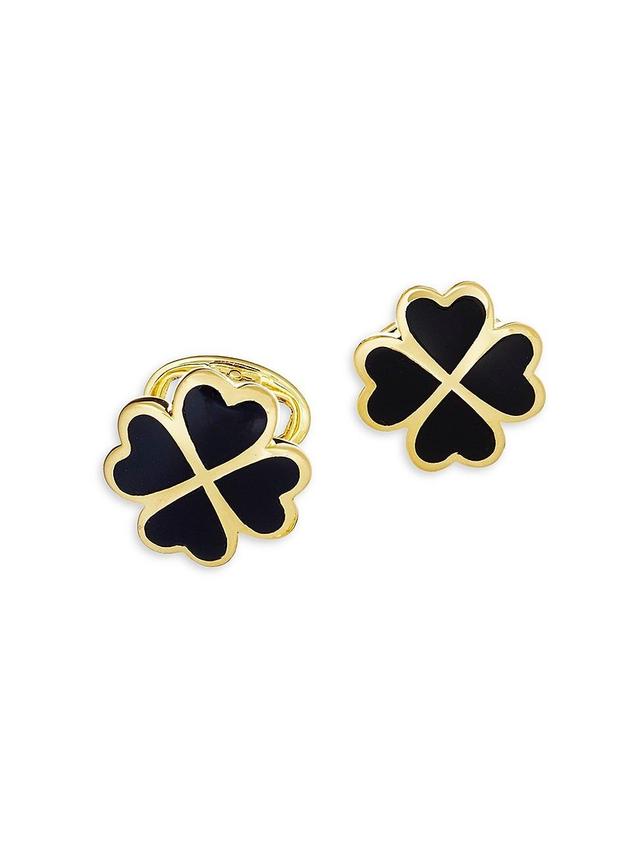 Men's 18K Gold Vermeil Black Onyx Four Leaf Clover Cufflinks Product Image