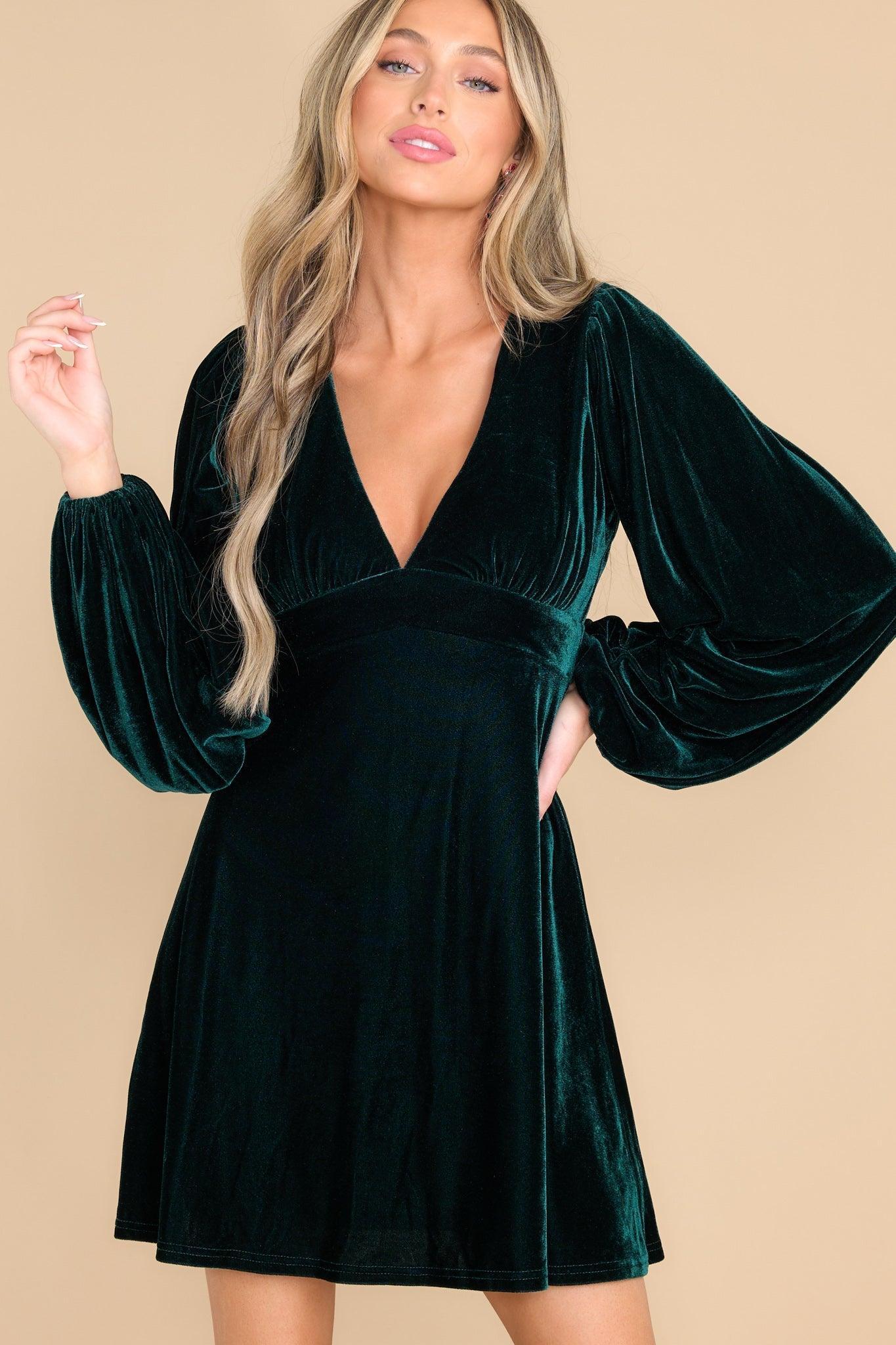 Aura The Only One I Want Dark Emerald Velvet Dress Green Product Image