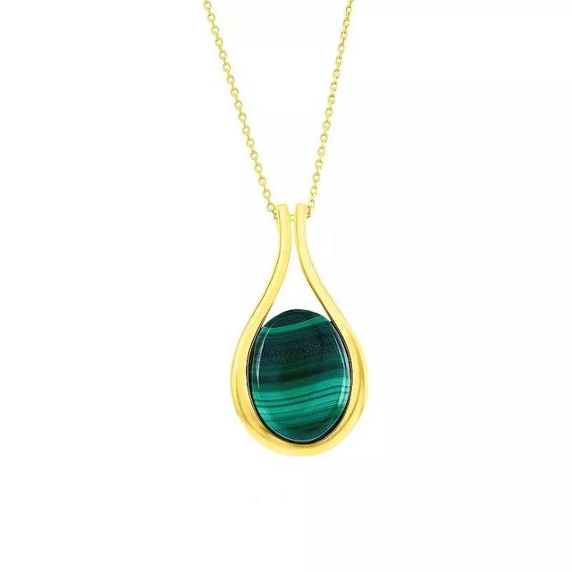 Nautica Rocks Gold Over Silver Malachite Pear Shaped Pendant Necklace, Womens Gold Tone Product Image