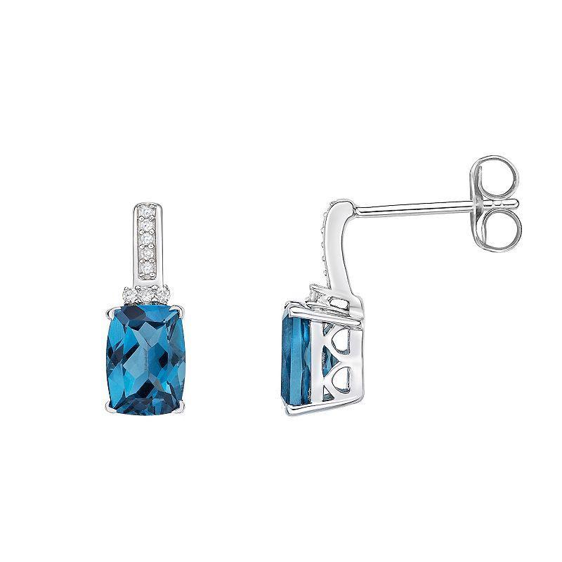 Gemminded 10k White Gold London Blue Topaz & Diamond Accent Drop Earrings, Womens, 10k Whgold Product Image