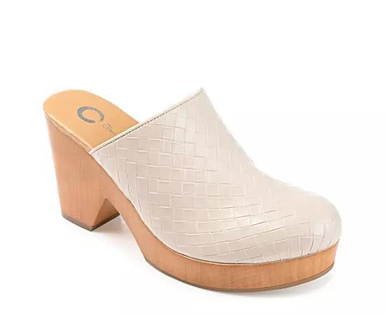 Journee Collection Womens Kelsy Woven Heeled Platform Clogs Product Image