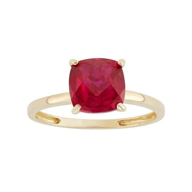 Designs by Gioelli Lab-Created Ruby 10k Gold Ring, Womens Red Product Image