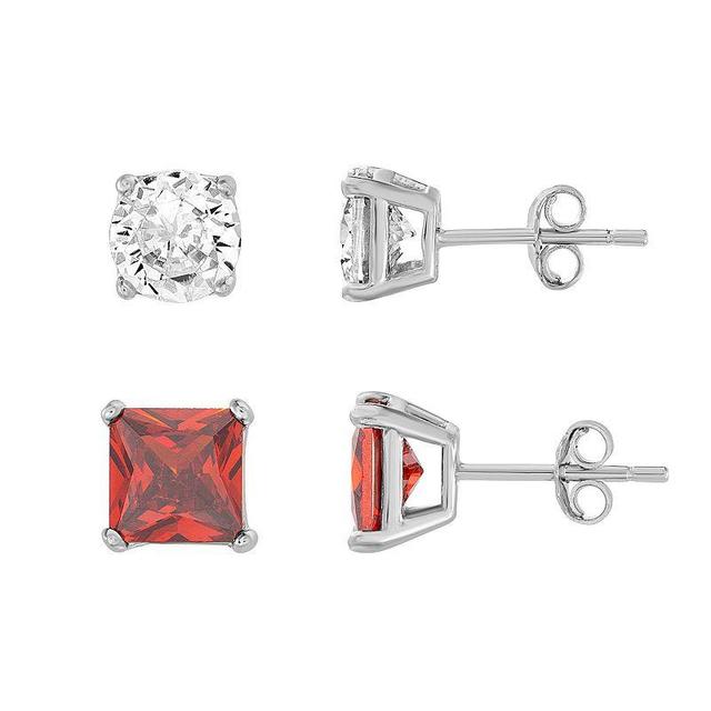 1913 Stainless Steel Cubic Zirconia Stud Earring Set, Mens, Multicolor Product Image