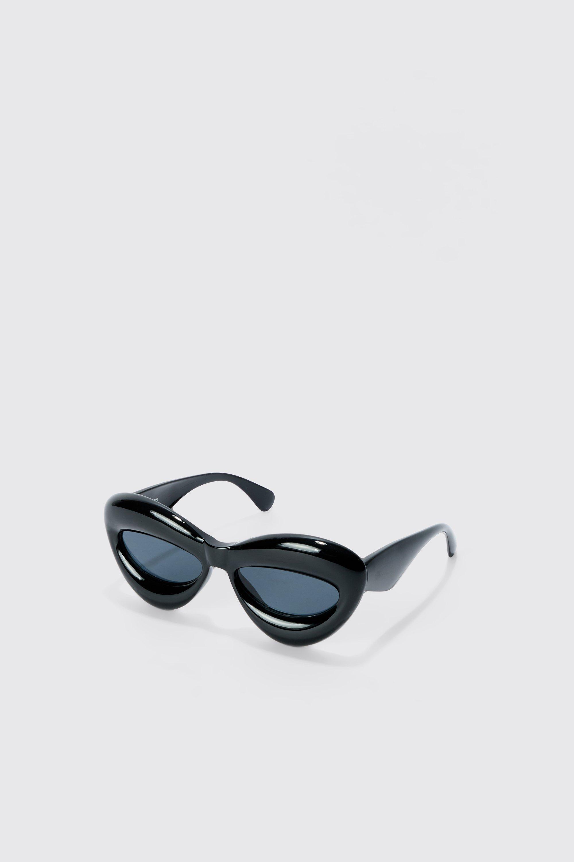 Chunky Frame Sunglasses In Black | boohooMAN USA Product Image