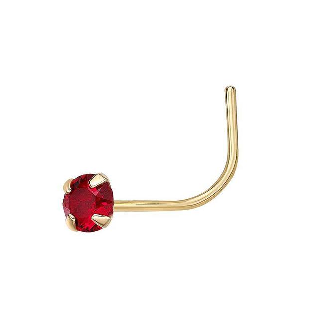 Lila Moon 14k Gold 3 mm Red Crystal Curved Nose Ring, Womens Product Image