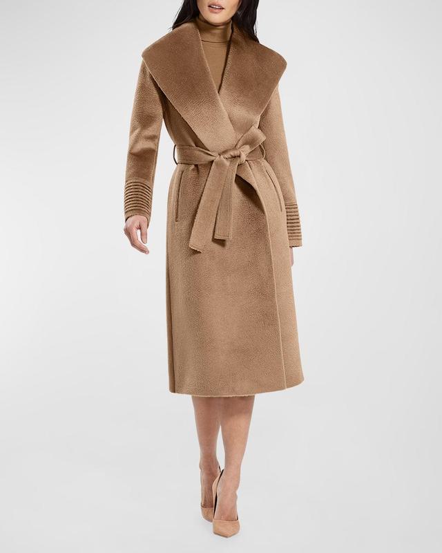 Womens Belted Alpaca-Blend Wrap Coat Product Image