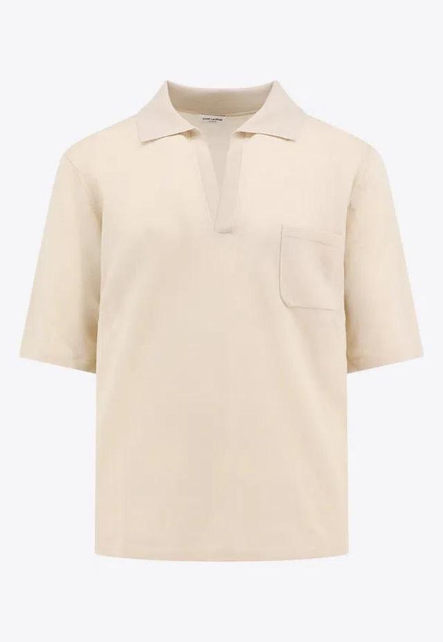 Wool Polo Shirt In Beige Product Image