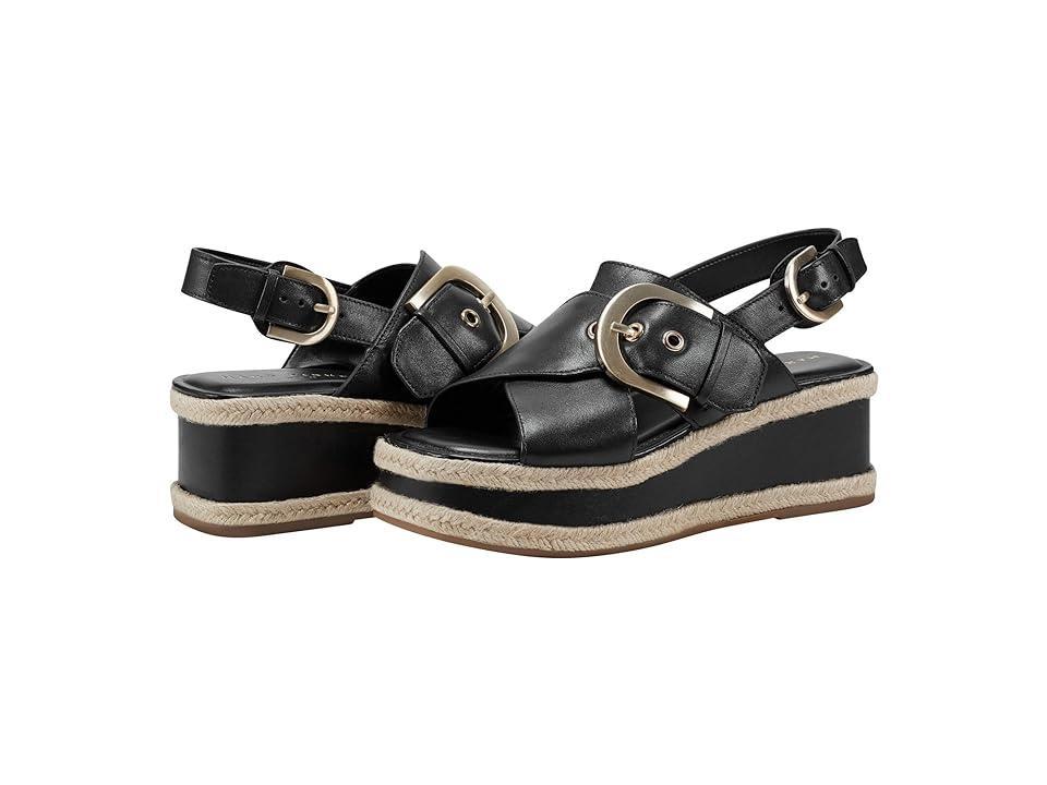 Leather Crisscross Buckle Wedge Sandals Product Image