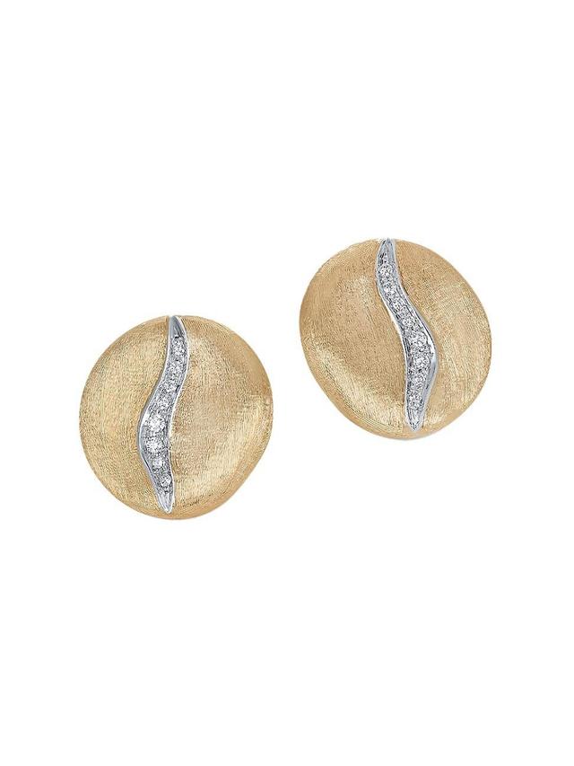 Marco Bicego 18K White & Yellow Gold Jaipur Diamond Swirl Stud Earrings Product Image