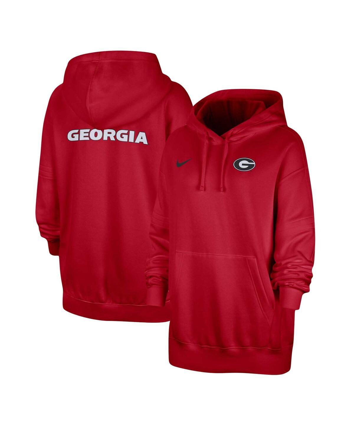 Womens Nike Red Georgia Bulldogs Sideline Two-Hit Club Fleece Pullover Hoodie Product Image