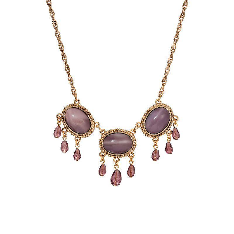 1928 Gold Purple Multi Drop Pendant Necklace, Womens Product Image