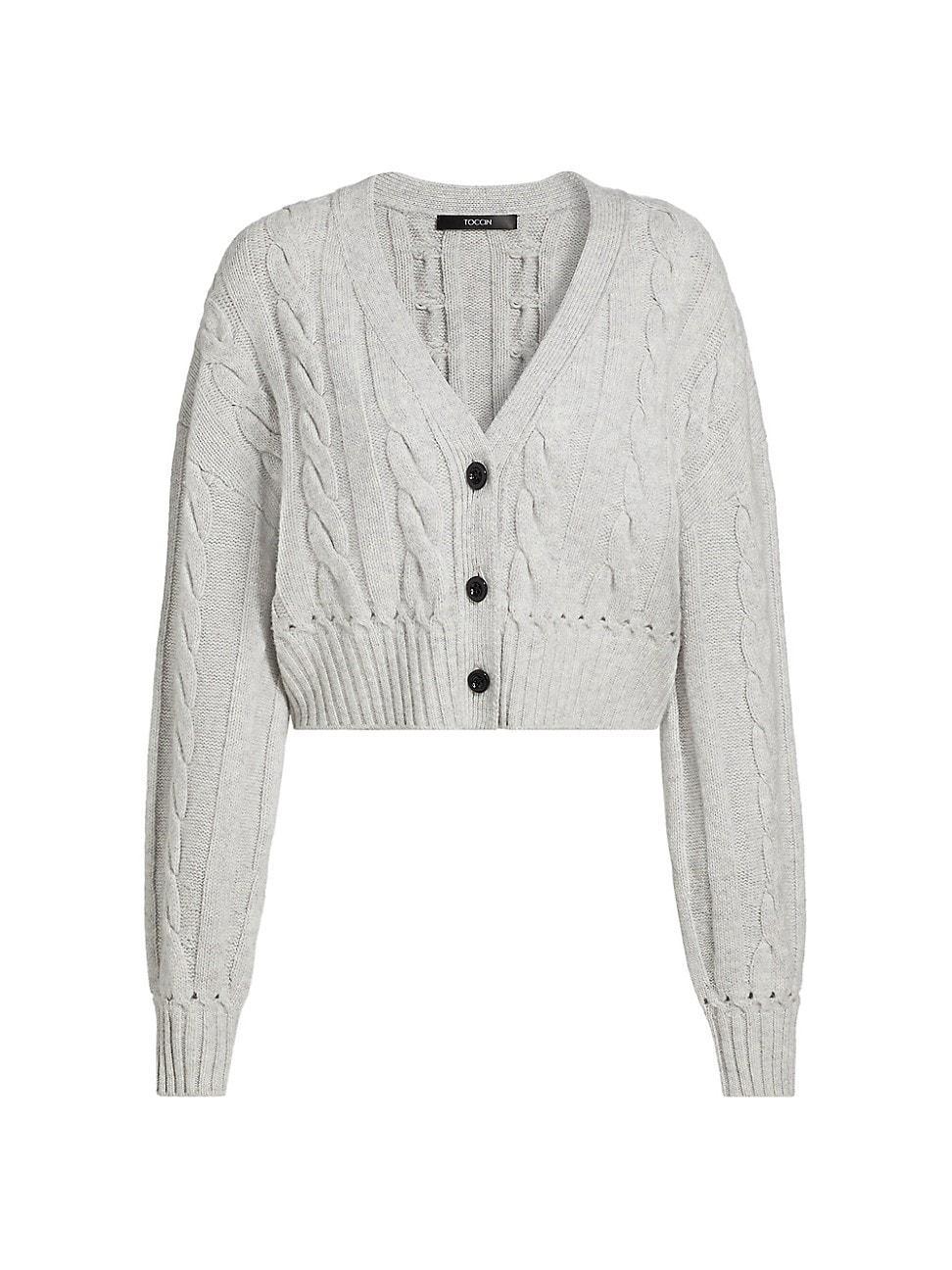 Womens Lucie Wool-Cashmere Cable-Knit Cardigan Product Image