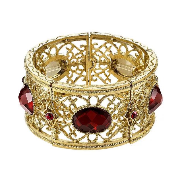 1928 Filigree Cuff Stretch Bracelet, Womens Red Product Image