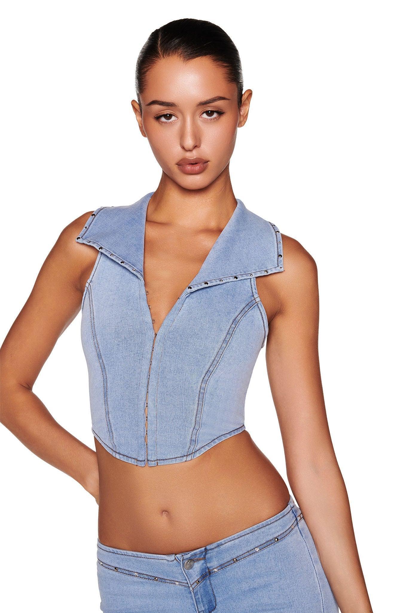 CARA TOP - BLUE : LIGHT WASH Product Image