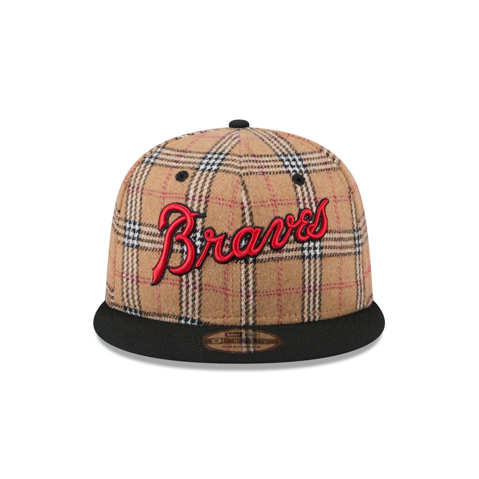 Atlanta Braves Tan Tartan 9FIFTY Snapback Hat Male Product Image