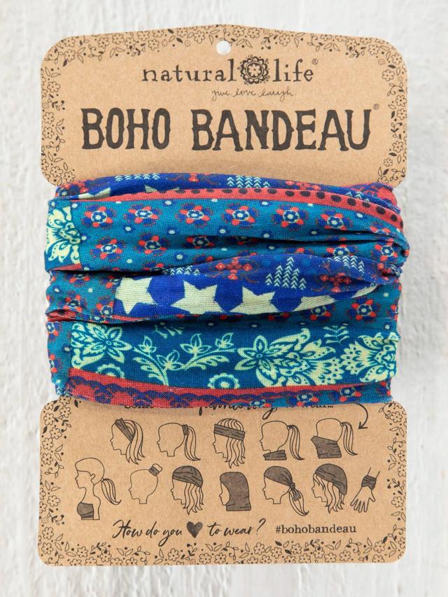 Full Boho Bandeau® Headband - Dusty Blue American Flag Product Image