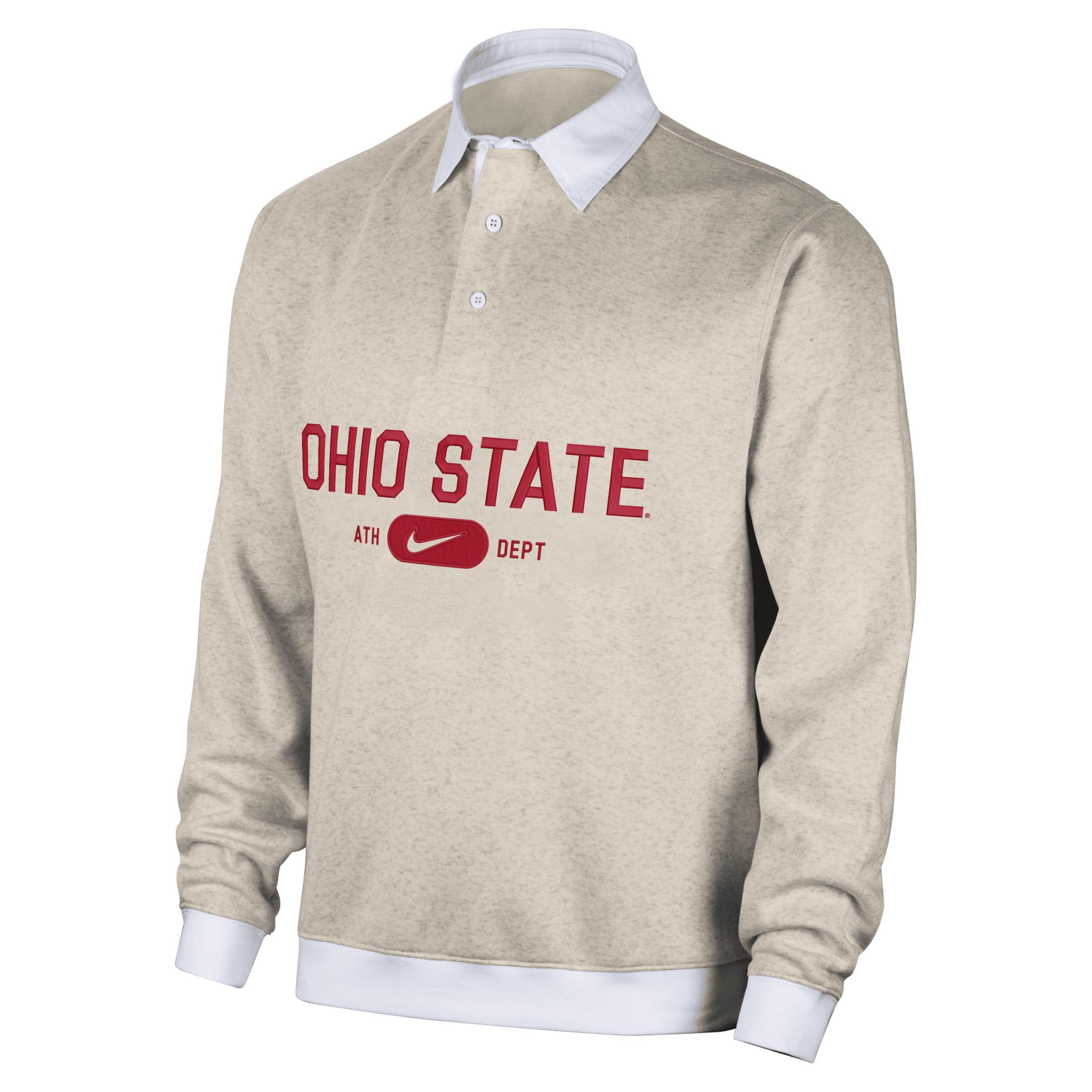 Ohio State Club Fleece Nike Mens College Long-Sleeve Polo Product Image